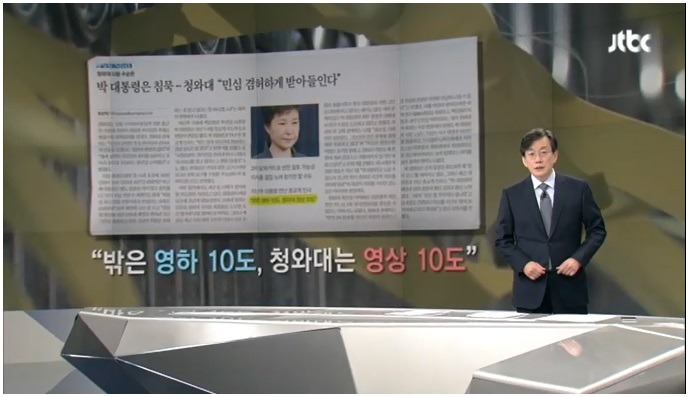 오늘자 손석희의 앵커브리핑 "밖은 영하 10도, 청와대는 영상 10도".jpg | 인스티즈