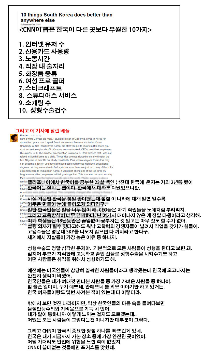CNN이 뽑은 한국의 장점 | 인스티즈