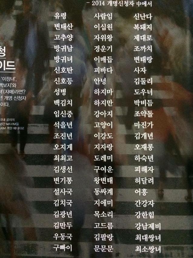 2014년 개명신청자 中에서... | 인스티즈