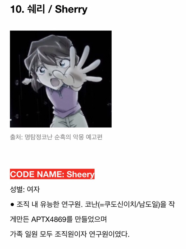 명탐정코난 검은조직 멤버들 정리 | 인스티즈