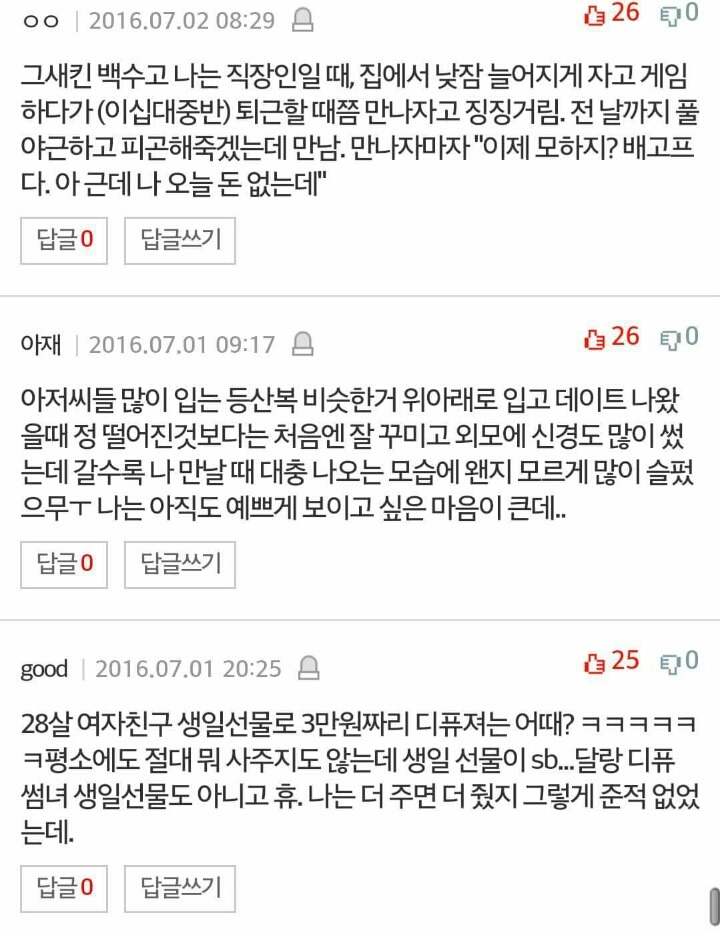 애인들이 찌질하게 느껴질때 | 인스티즈