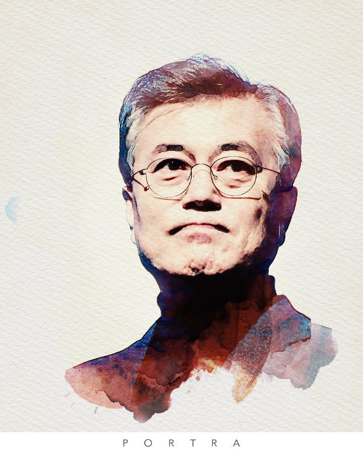 수채화로 표현한 문재인 대통령 | 인스티즈