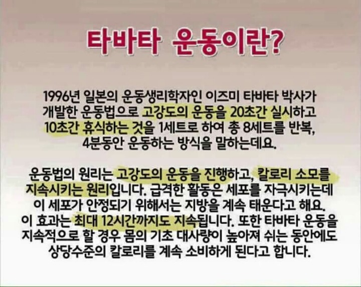 4분으로 1시간 효과를 보는 4분 타바타 운동법 | 인스티즈