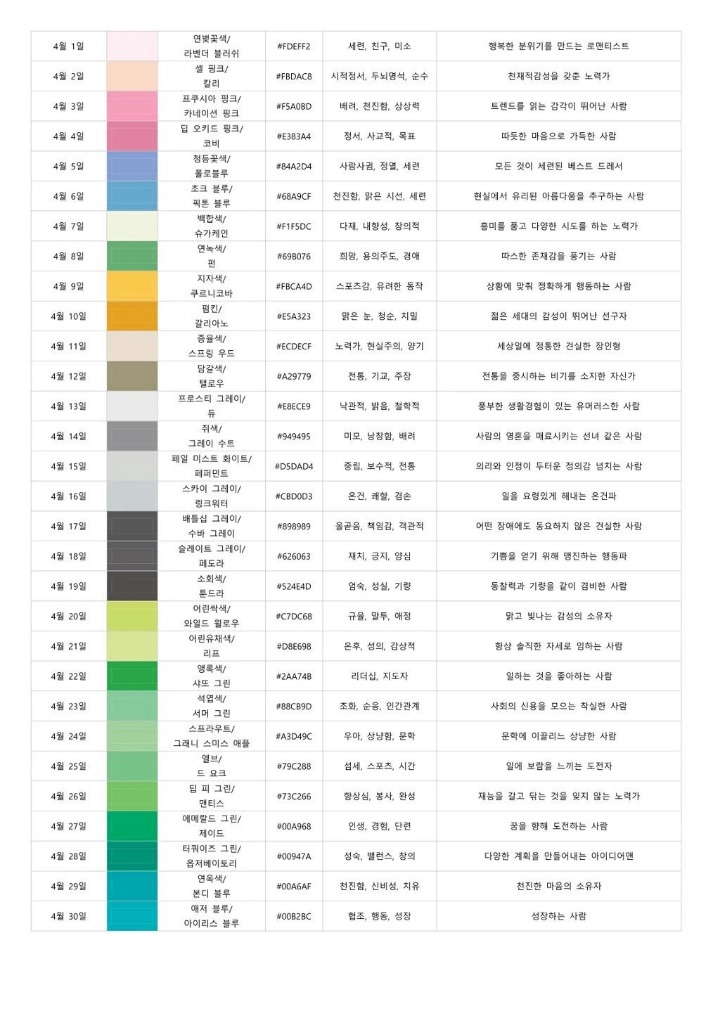 자신의 탄생색 알아보기 | 인스티즈