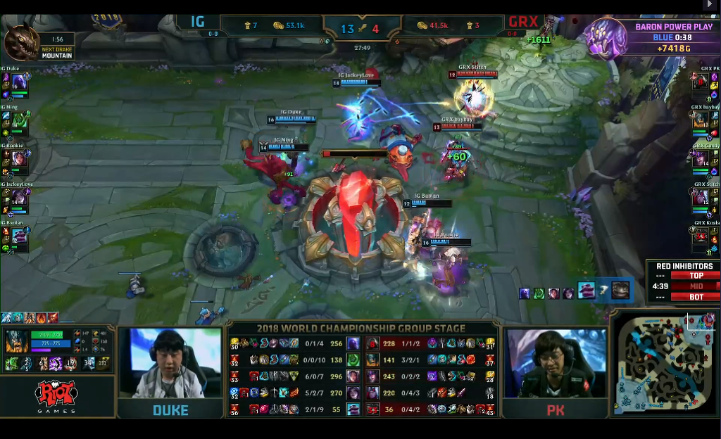 [LOL] 2018 롤드컵 그룹 스테이지 / 대회 둘쨋날 4경기,"IG(중국) vs GRX(대만)"- 경기결과 | 인스티즈